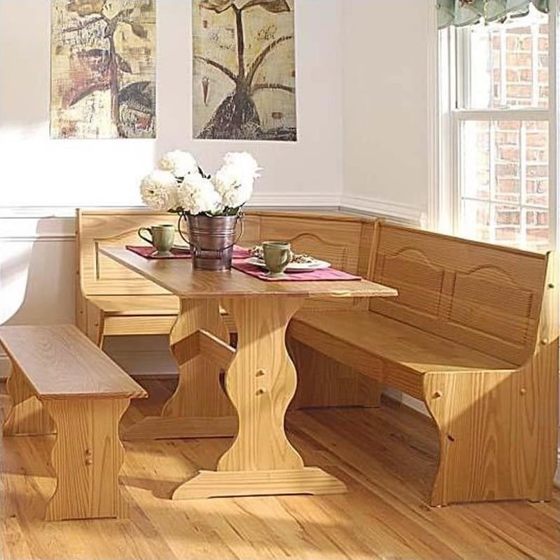 Riverbay Furniture Kitchen Dining Nook Corner Bench in Natural