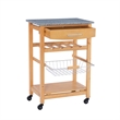 Riverbay Furniture Transitional Wood/Granite Top Kitchen Cart in Natural