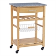 Riverbay Furniture Transitional Wood/Granite Top Kitchen Cart in Natural