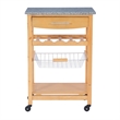 Riverbay Furniture Transitional Wood/Granite Top Kitchen Cart in Natural