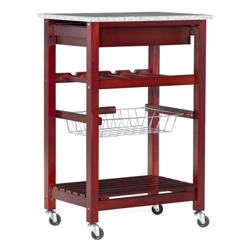 Riverbay Furniture Transitional Wood/Granite Top Kitchen Cart in Wenge Espresso