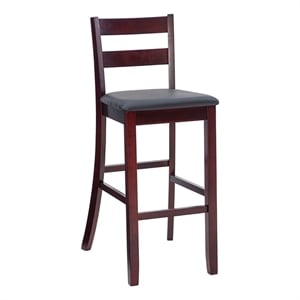 Riverbay Furniture 31&quot Wood & Faux Leather Bar Stool in Dark Merlot