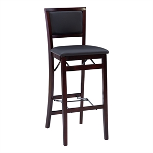 Riverbay Furniture 30&quot Transitional Wood Pad Back Folding Bar in Merlot