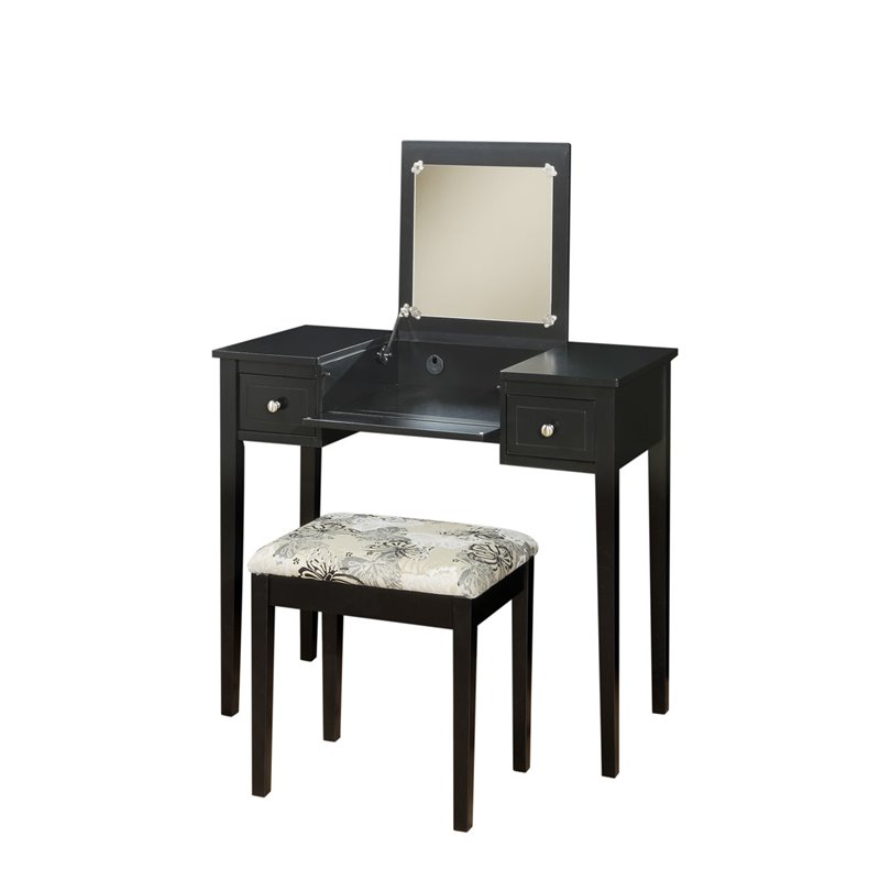 Riverbay Furniture Vanity Set Black with Bench