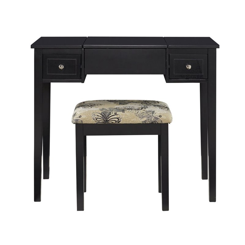 Riverbay Furniture Vanity Set Black with Bench