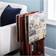 Riverbay Furniture 5-Piece Wood Folding Tray Table Set with Stand in Brown