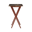 Riverbay Furniture 5-Piece Wood Folding Tray Table Set with Stand in Brown