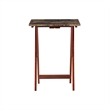 Riverbay Furniture 5-Piece Wood Folding Tray Table Set with Stand in Brown