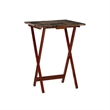 Riverbay Furniture 5-Piece Wood Folding Tray Table Set with Stand in Brown