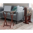 Riverbay Furniture 5-Piece Wood Folding Tray Table Set with Stand in Brown
