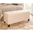 Riverbay Furniture Upholstered Tufted Microfiber Shoe Storage Ottoman in Beige