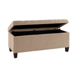 Riverbay Furniture Upholstered Tufted Microfiber Shoe Storage Ottoman in Beige