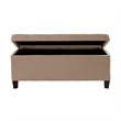 Riverbay Furniture Upholstered Tufted Microfiber Shoe Storage Ottoman in Beige