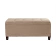 Riverbay Furniture Upholstered Tufted Microfiber Shoe Storage Ottoman in Beige