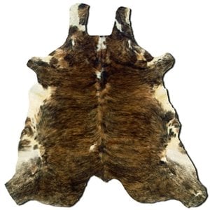 Riverbay Furniture Hand Crafted Cow Hide Rug in Medium Brindle