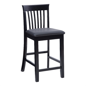 Riverbay Furniture 25&quot Transitional Wood & Faux Leather Counter Stool in Black