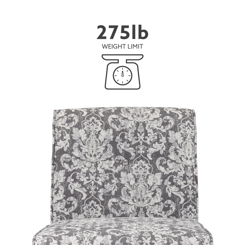 Riverbay Furniture 18.25'' Modern Fabric Floral Pattern Slipper Chair in Gray