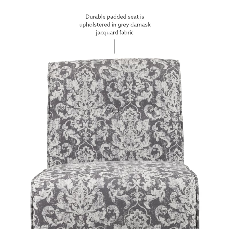 Riverbay Furniture 18.25'' Modern Fabric Floral Pattern Slipper Chair in Gray