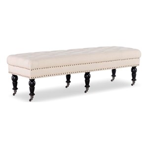 Riverbay Furniture 17.75&quot Transitional Fabric Bench with Casters in Beige