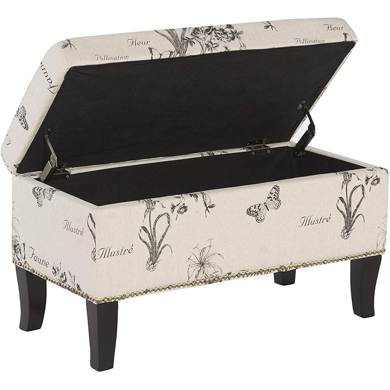 Riverbay Furniture Linen Ottoman in Botanical