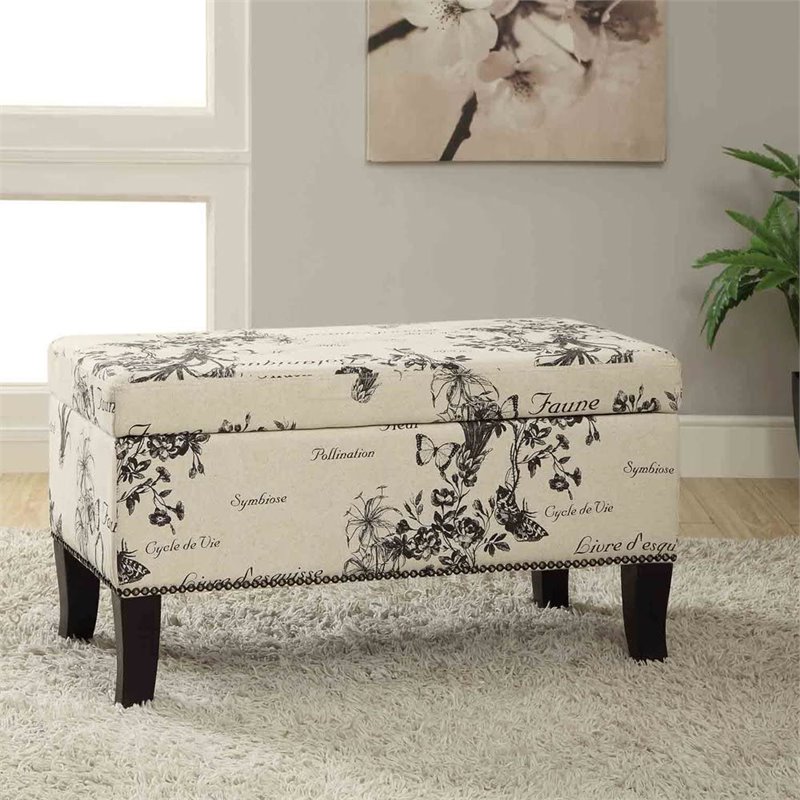 Riverbay Furniture Linen Ottoman in Botanical