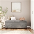 Riverbay Furniture Transitional Microfiber Shoe Storage Ottoman in Gray