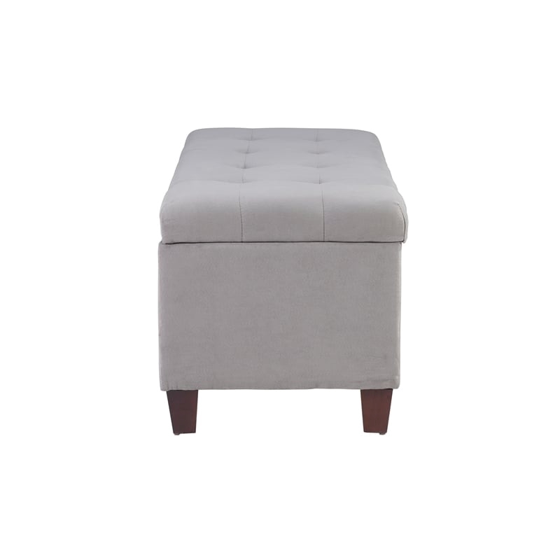 Riverbay Furniture Transitional Microfiber Shoe Storage Ottoman in Gray