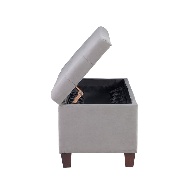 Riverbay Furniture Transitional Microfiber Shoe Storage Ottoman in Gray