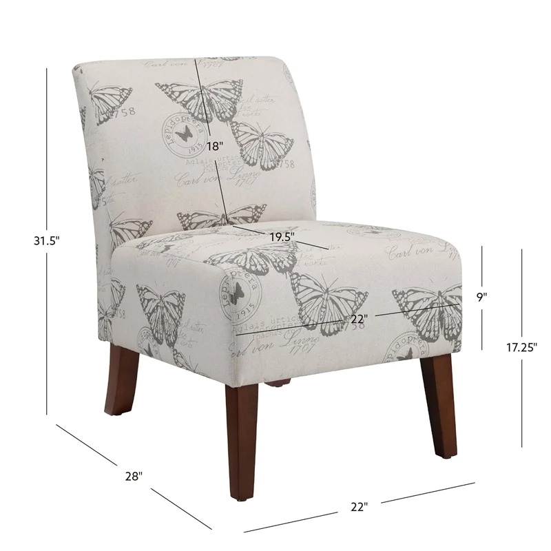 Riverbay Furniture 17.5'' Contemporary Fabric Animal Print Slipper Chair in Gray