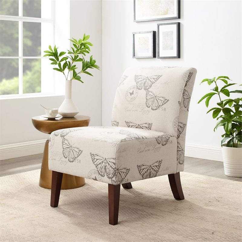 Riverbay Furniture 17.5'' Contemporary Fabric Animal Print Slipper Chair in Gray