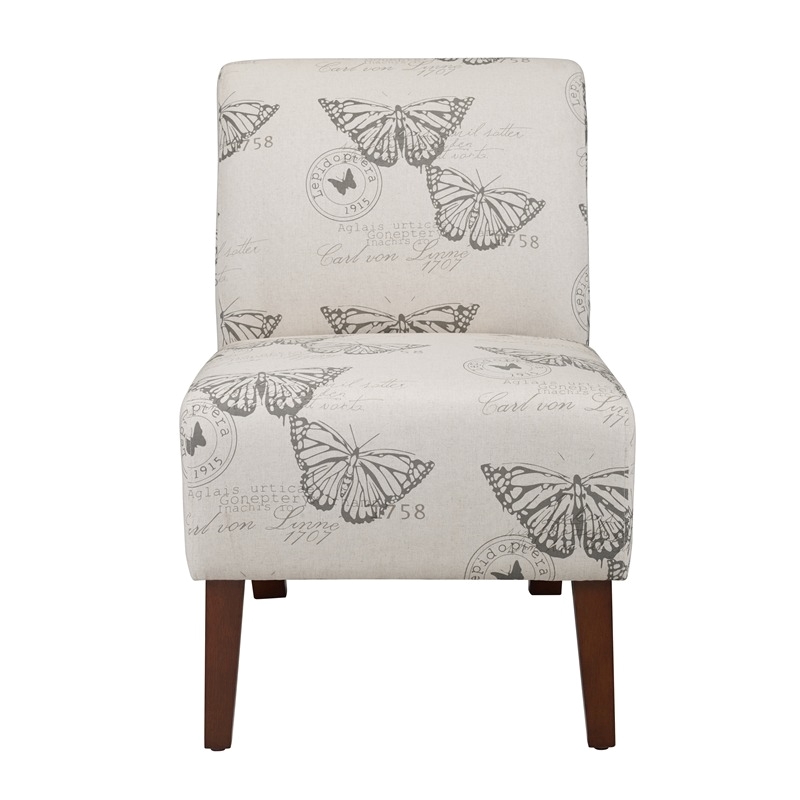 Riverbay Furniture 17.5'' Contemporary Fabric Animal Print Slipper Chair in Gray