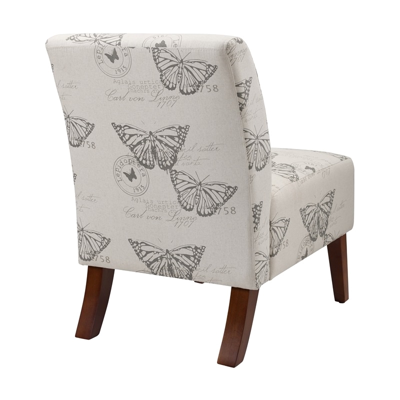 Riverbay Furniture 17.5'' Contemporary Fabric Animal Print Slipper Chair in Gray