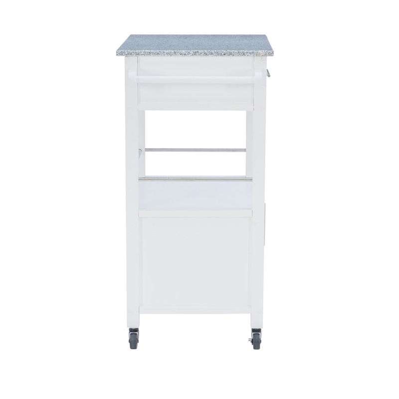 Riverbay Furniture Transitional Wood/Granite Top Kitchen Cart in Bright White