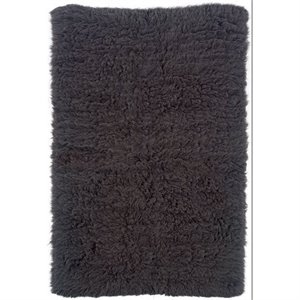 Riverbay Furniture 3'6&quot x 5'6&quot Hand Woven Shag Wool Rug in Gray