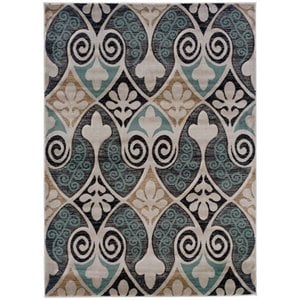Riverbay Furniture 5' x 7'7&quot Rug in Black and Turquoise