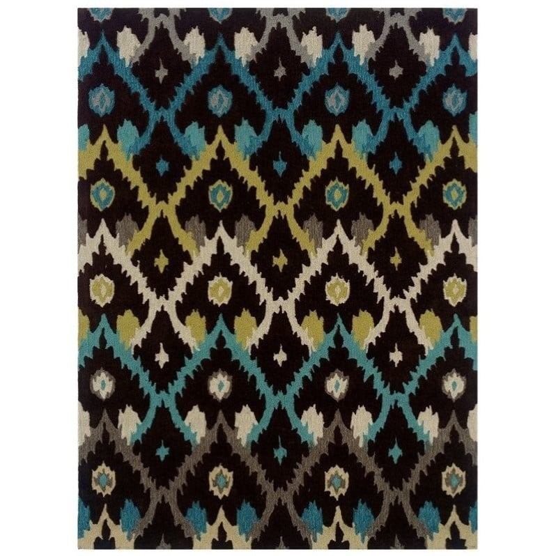 Riverbay Furniture 5' x 7' Hand Tufted Rug in Black and Teal