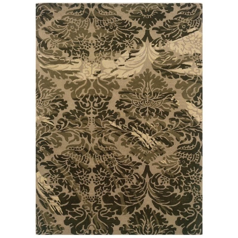 Riverbay Furniture 5' x 7' Hand Tufted Wool Rug in Olive and Taupe