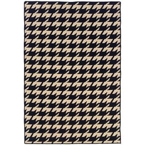 Riverbay Furniture 5' x 8' Hand Woven Houndstooth Wool Rug in Gray