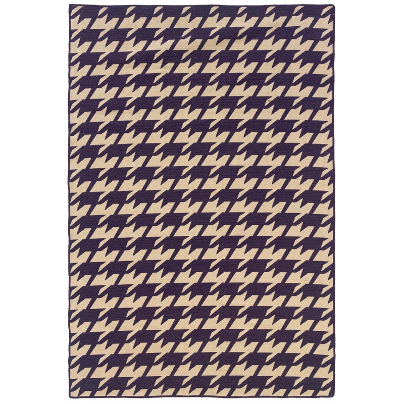 Riverbay Furniture 5' x 8' Hand Woven Houndstooth Wool Rug in Purple