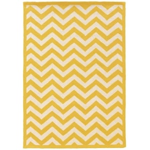 Riverbay Furniture 5' x 7' Hand Hooked Chevron Wool Rug in Yellow