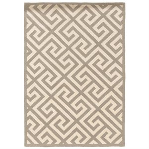 Riverbay Furniture 1'10&quot x 2'10&quot Hand Hooked Key Wool Rug in Grey