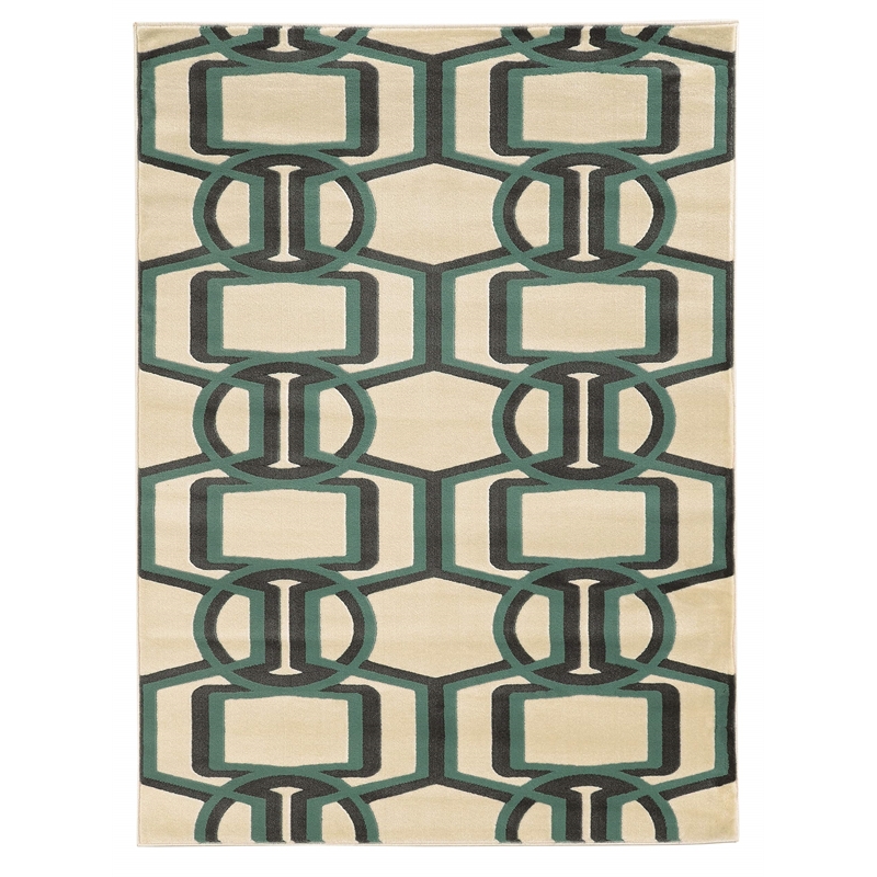 Riverbay Furniture 8' x 10' Bridle Rug in Gray and Turquoise