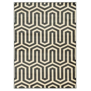 Riverbay Furniture 5'3&quot x 7' Tangent Rug in Charcoal and Gray
