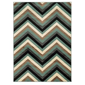 Riverbay Furniture 5'3&quot x 7' Chevron Rug in Turquoise and Gray