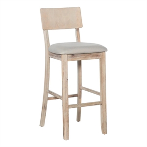 Riverbay Furniture 31.5&quot Transitional Wood/Fabric Bar Stool in Gray