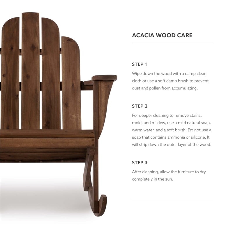 Riverbay Furniture Traditional Wood Outdoor Rocking Chair in Brown