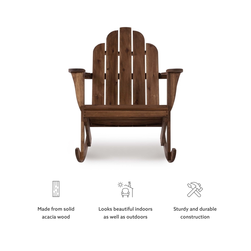 Riverbay Furniture Traditional Wood Outdoor Rocking Chair in Brown