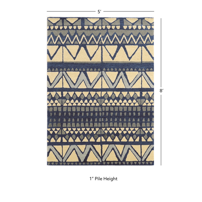 Riverbay Furniture 5' x 8' Hand Tufted Rug in Ivory and Blue