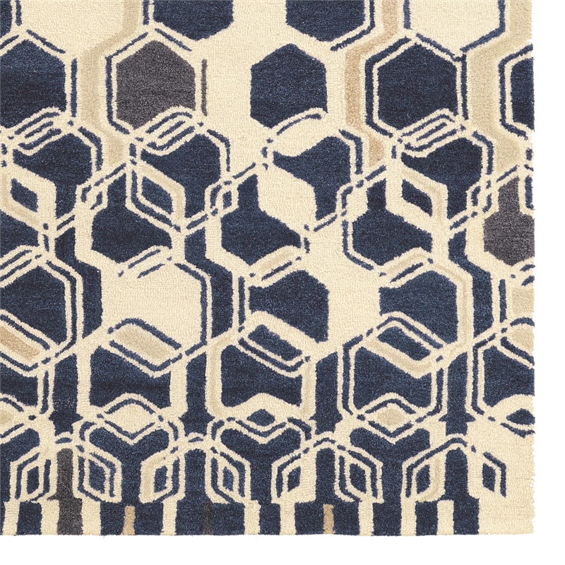 Riverbay Furniture 8' x 11' Hand Tufted Rug in Ivory and Navy