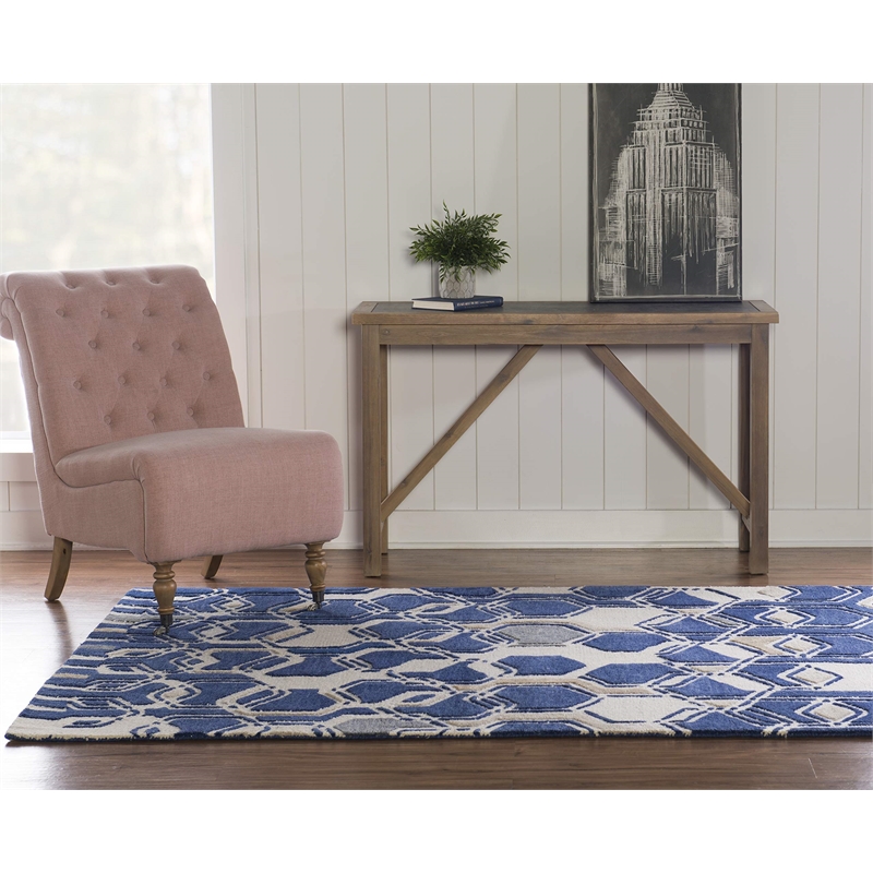Riverbay Furniture 8' x 11' Hand Tufted Rug in Ivory and Navy